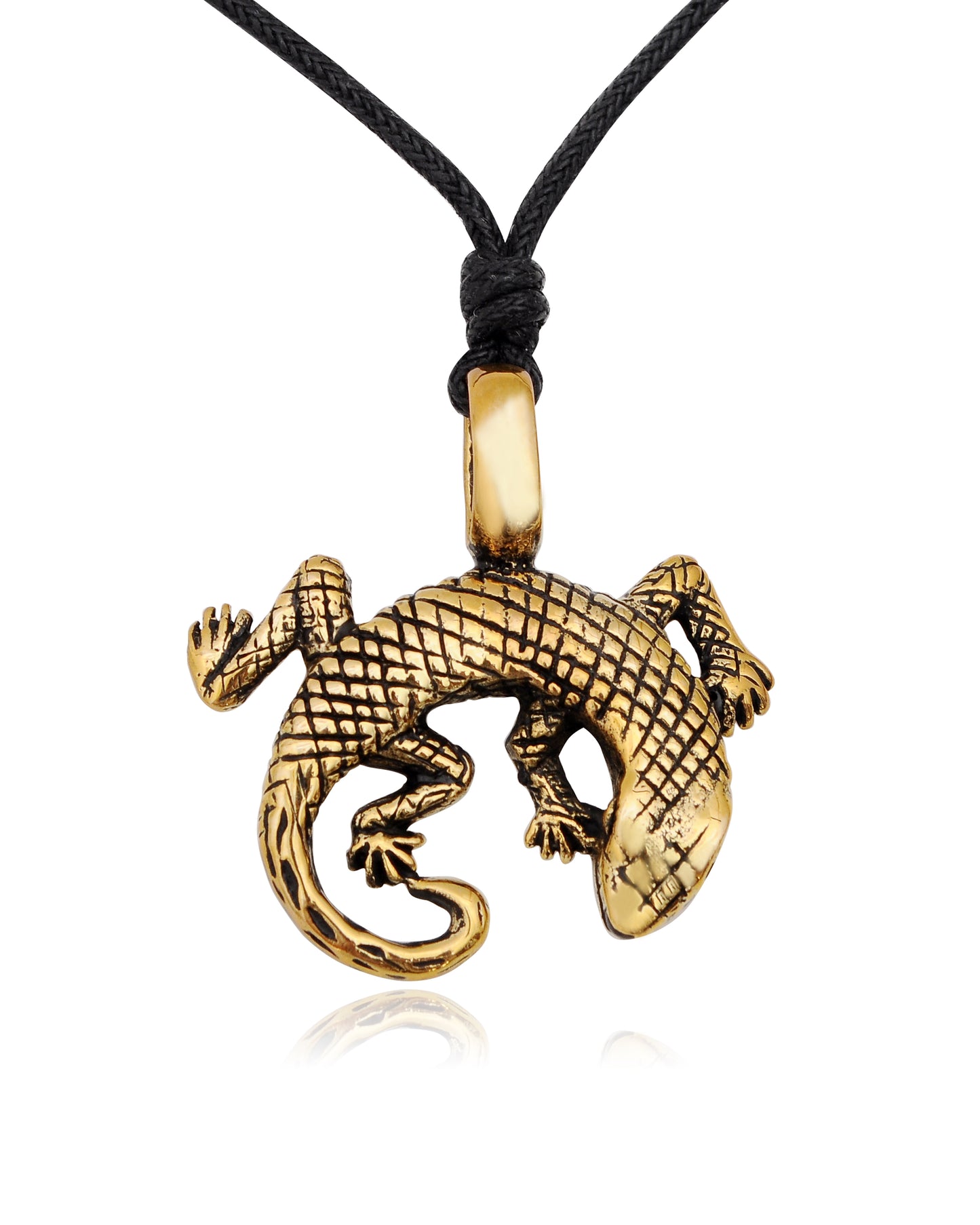 Gecko Silver Pewter Gold Brass Charm Necklace Pendant Jewelry