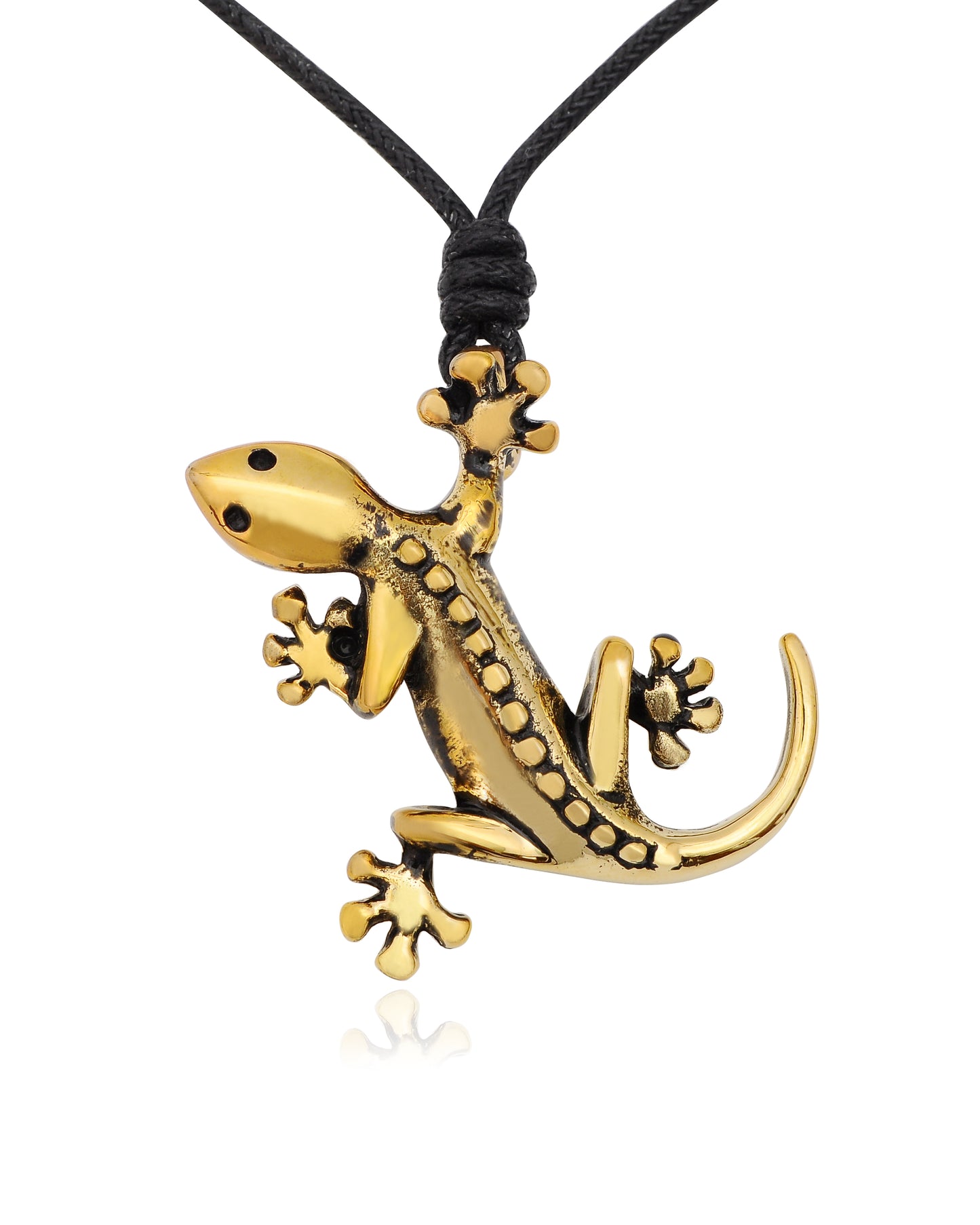 Gecko Silver Pewter Gold Brass Charm Necklace Pendant Jewelry