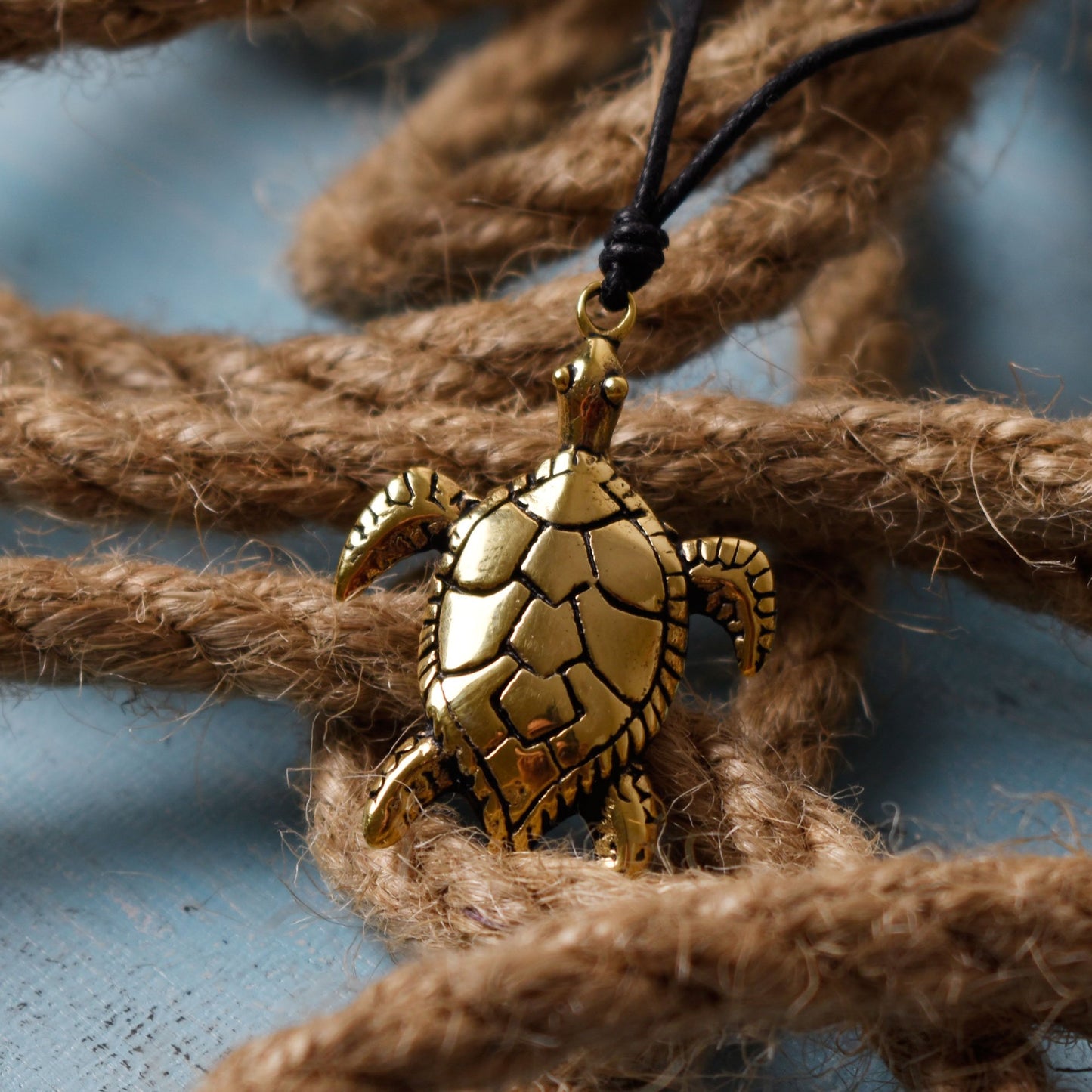 Turtle Chinese Luck I Ching Handmade Brass Necklace Pendant Jewelry
