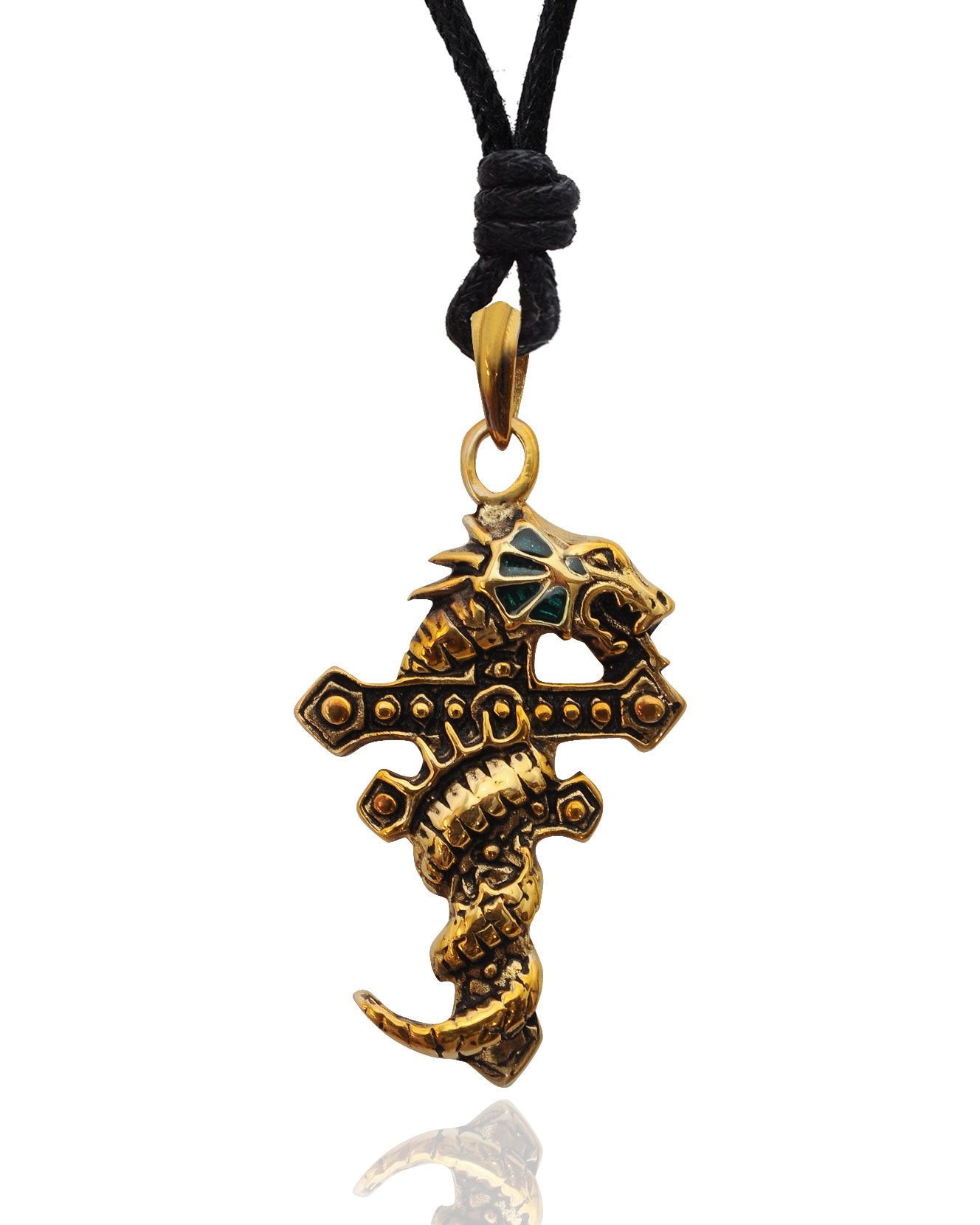 Colorful Dragon Cross Silver Pewter Gold Brass Charm Necklace Pendant Jewelry
