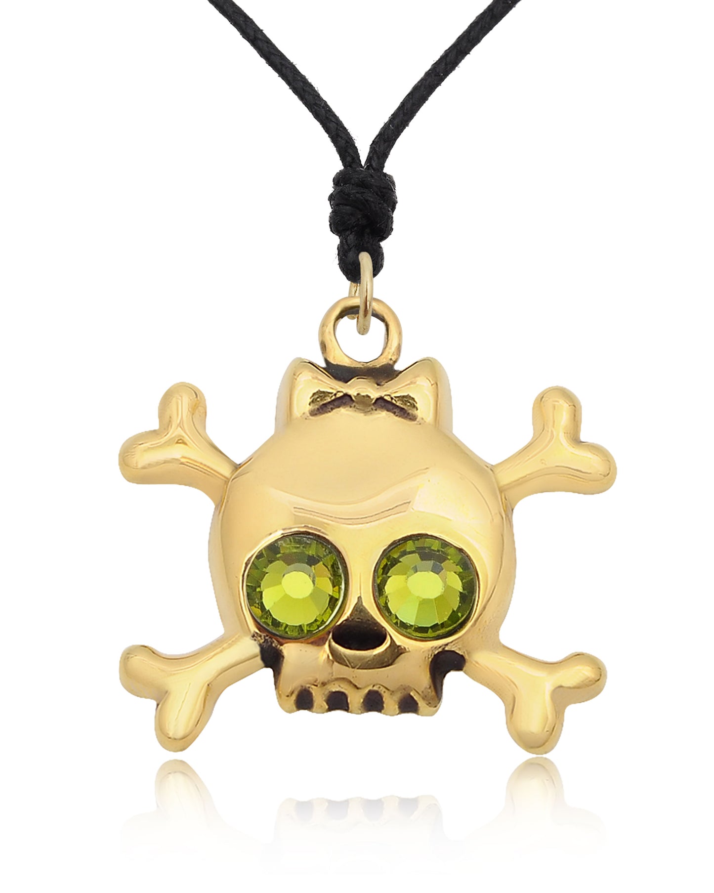Skull & Crossbones Handmade Gold Brass Charm Necklace Pendant Jewelry