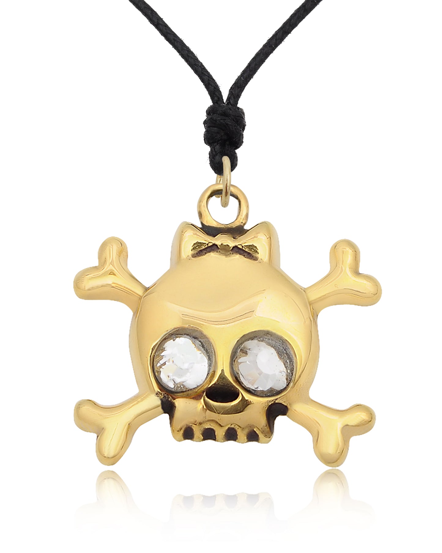 Skull & Crossbones Handmade Gold Brass Charm Necklace Pendant Jewelry