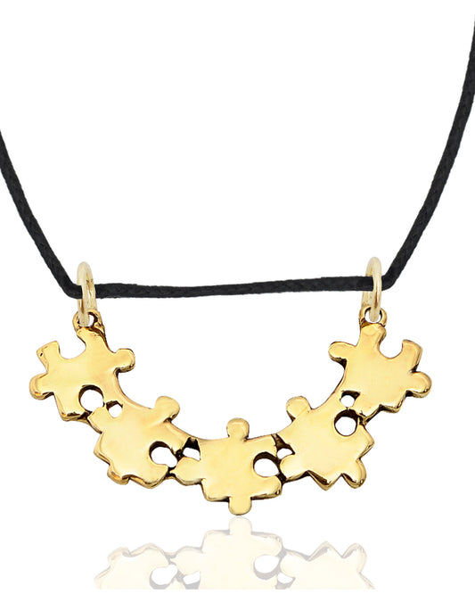 Lovely Puzzle Handmade Brass Charm Necklace Pendant Jewelry