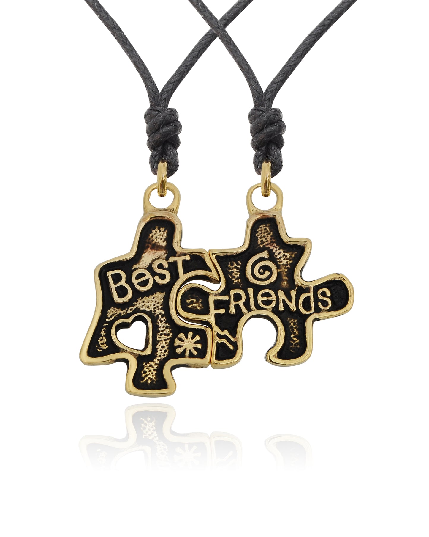 Best Friend Puzzle Silver Pewter Gold Brass Charm Necklace Pendant