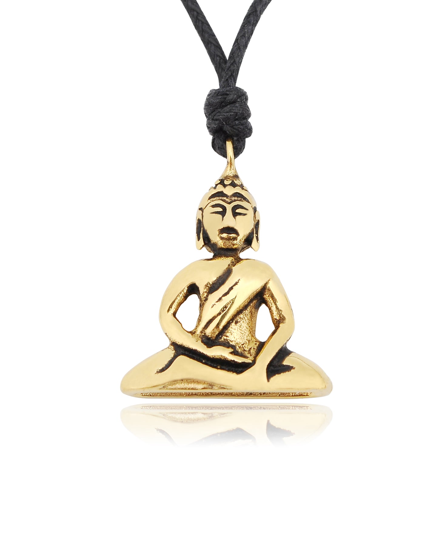Buddha Yoga Meditation 1 Gold Brass Charm Necklace Pendant Jewelry With Cotton Cord