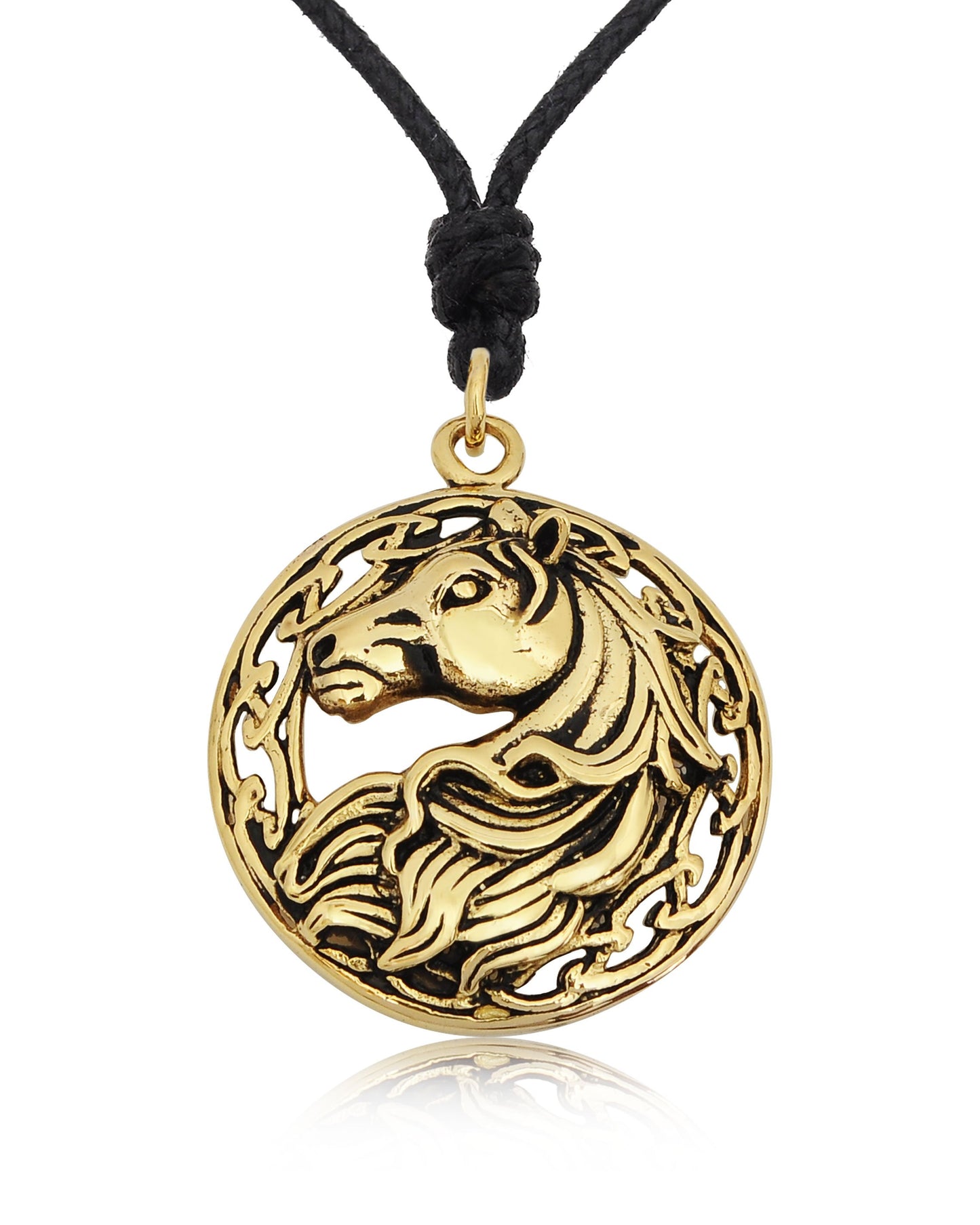 Celtic Horse 92.5 Sterling Silver Gold Brass Charm Necklace Pendant Jewelry