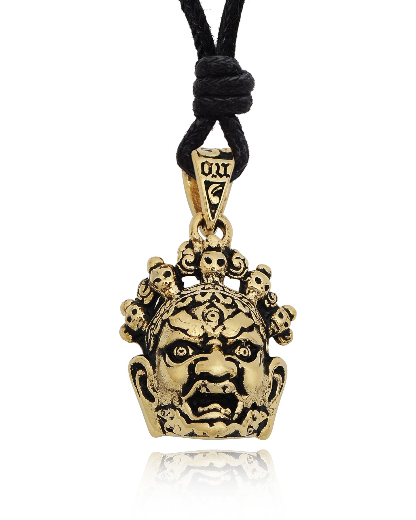 New Japanese Hannya Mask Handmade Brass Charm Necklace Pendant Jewelry With Cotton Cord