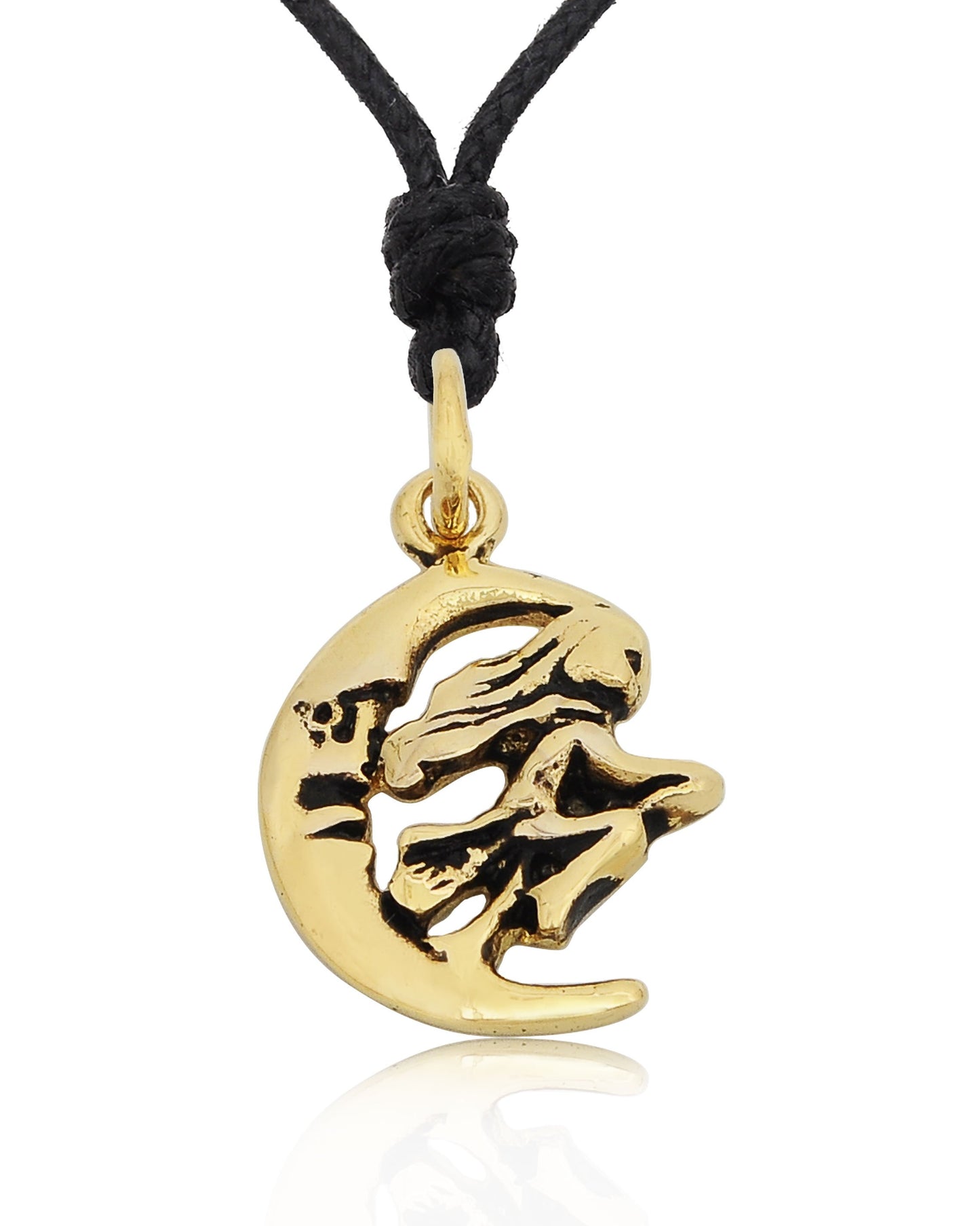 Witch Moon Handmade Gold Brass Silver Pewter Charm Necklace Pendant Jewelry