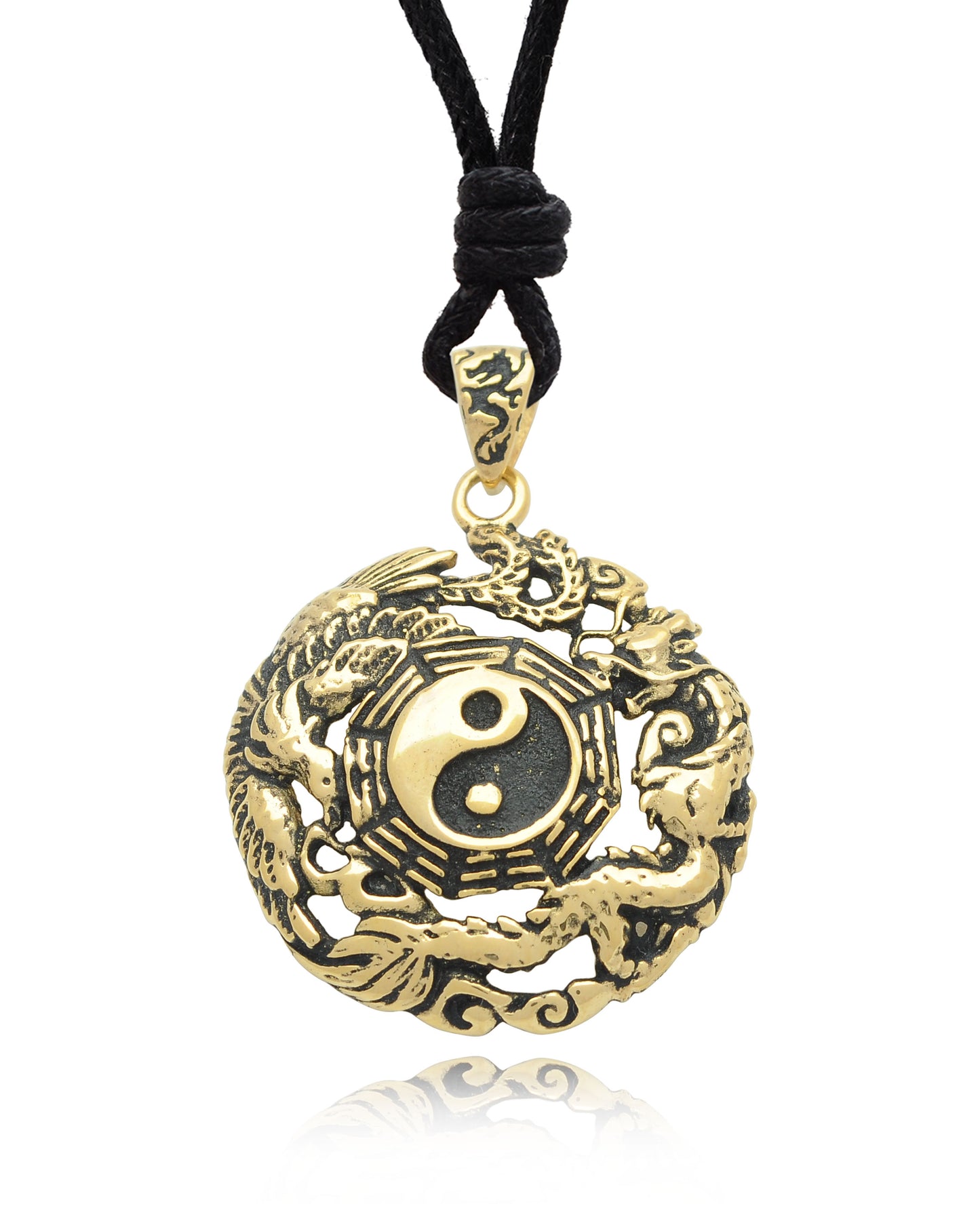 Phoenix Dragon Yin Yang 92.5 Sterling Silver Necklace Pendant