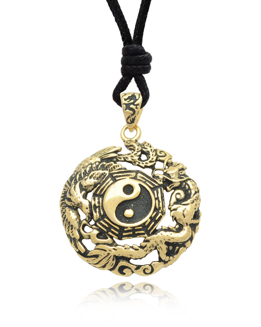 Phoenix Dragon Yin Yang 92.5 Sterling Silver Necklace Pendant