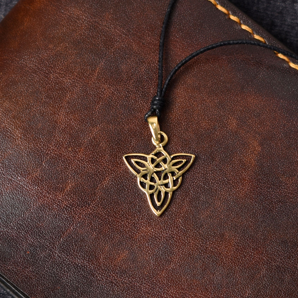 Classic Trilogy Triquetra 92.5 Sterling Silver Gold Brass Necklace Pendant Jewelry