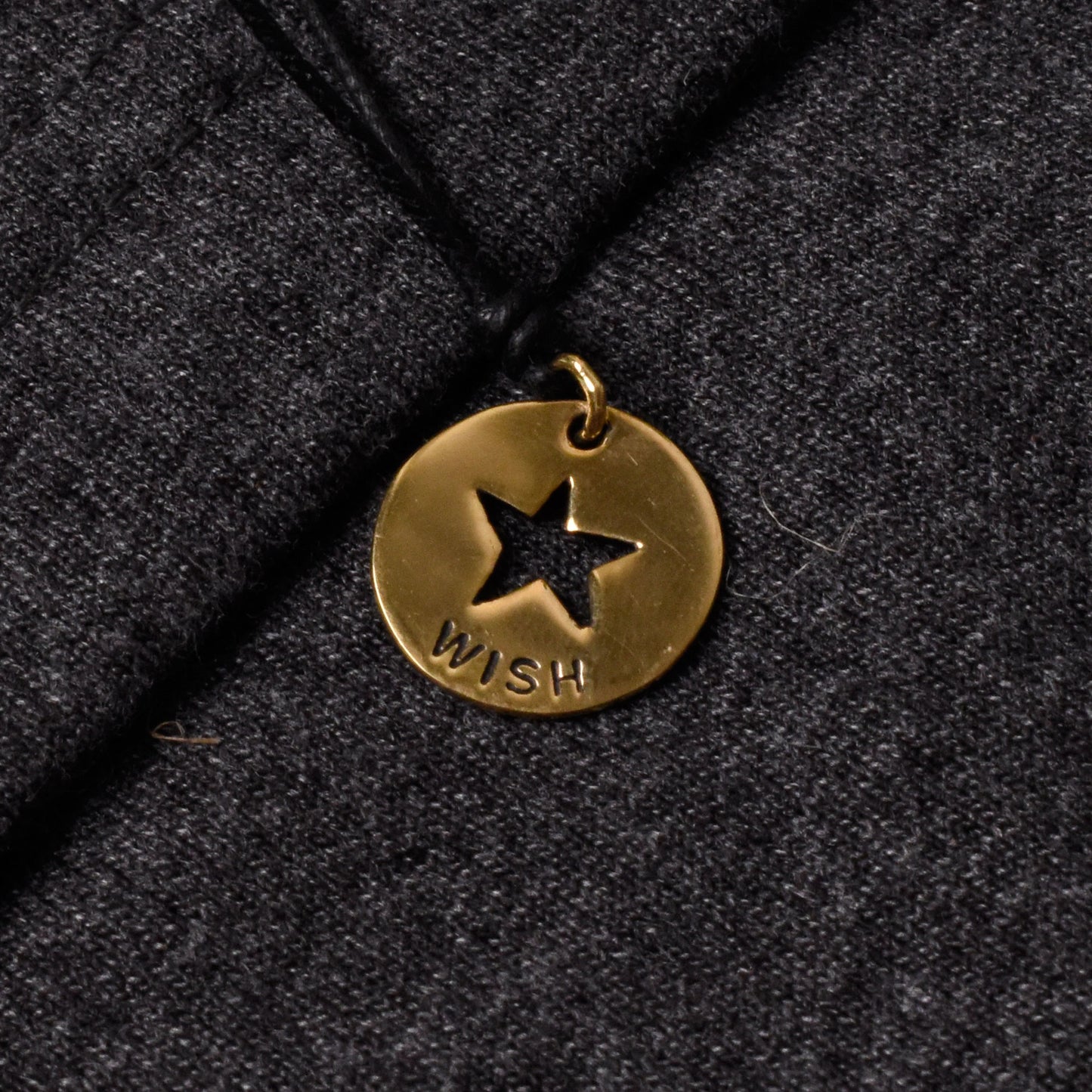 Star Wish Gold Brass Charm Necklace Pendant Jewelry With Cotton Cord