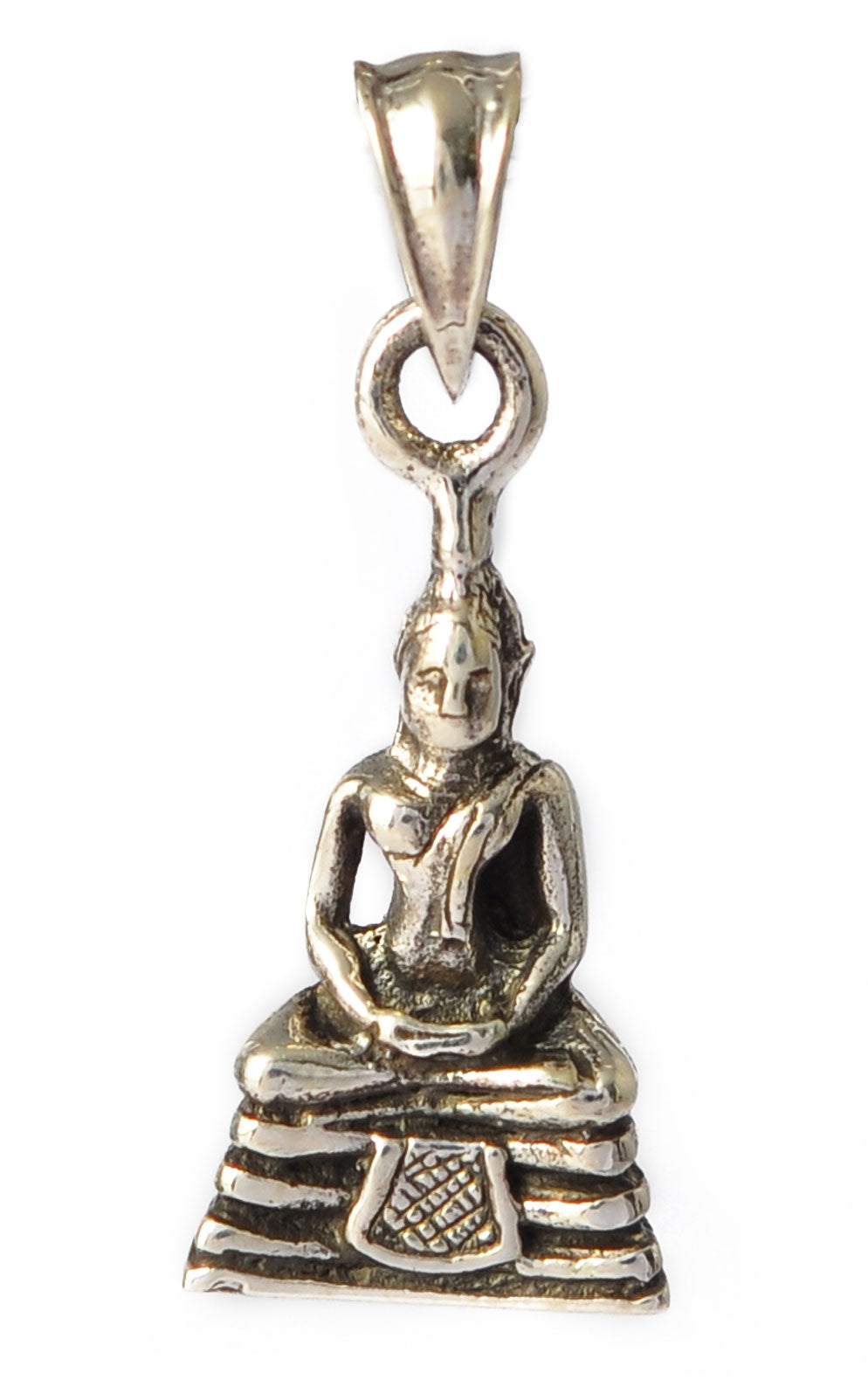 New Handmade Buddha Meditation Gold Brass Charm Necklace Pendant Jewelry With Cotton Cord