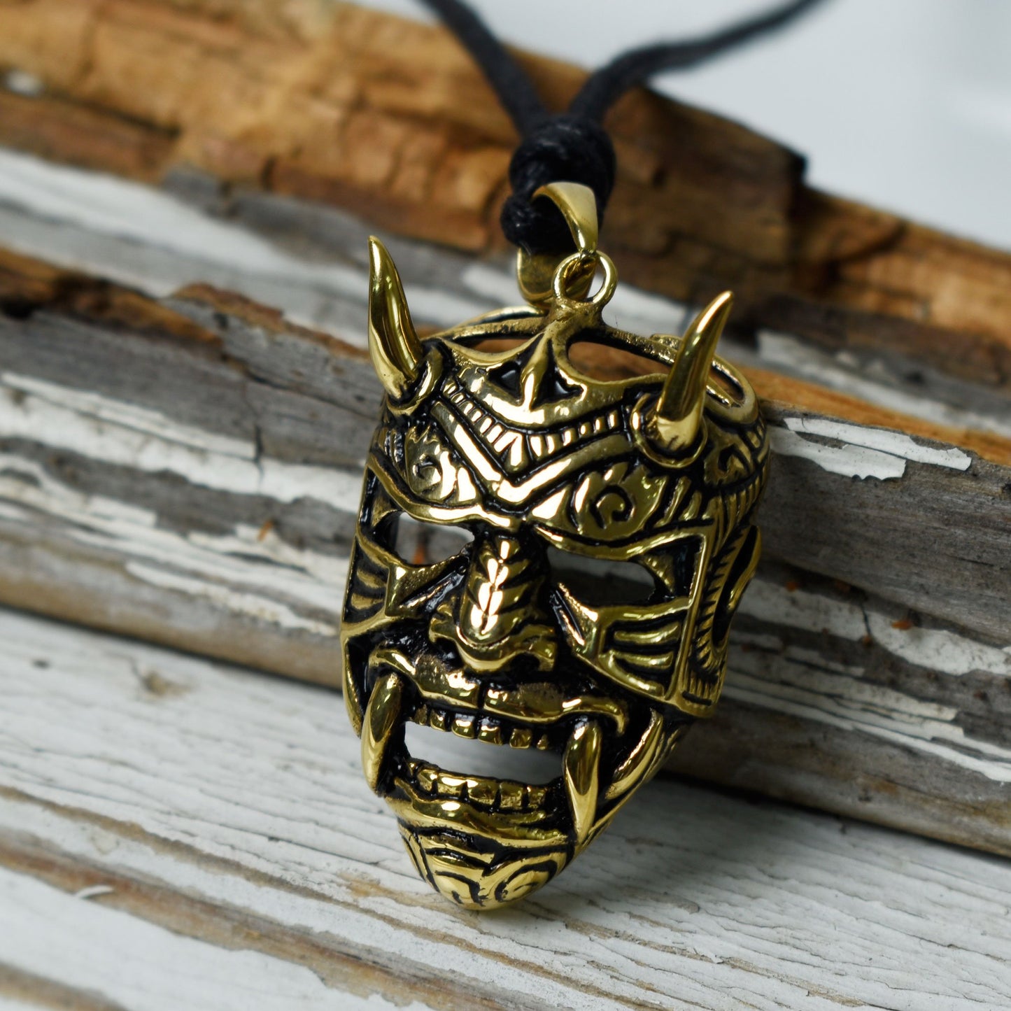925 Sterling Silver Brass Devil Worshiper Satan Mask Pendant Necklace Jewelry