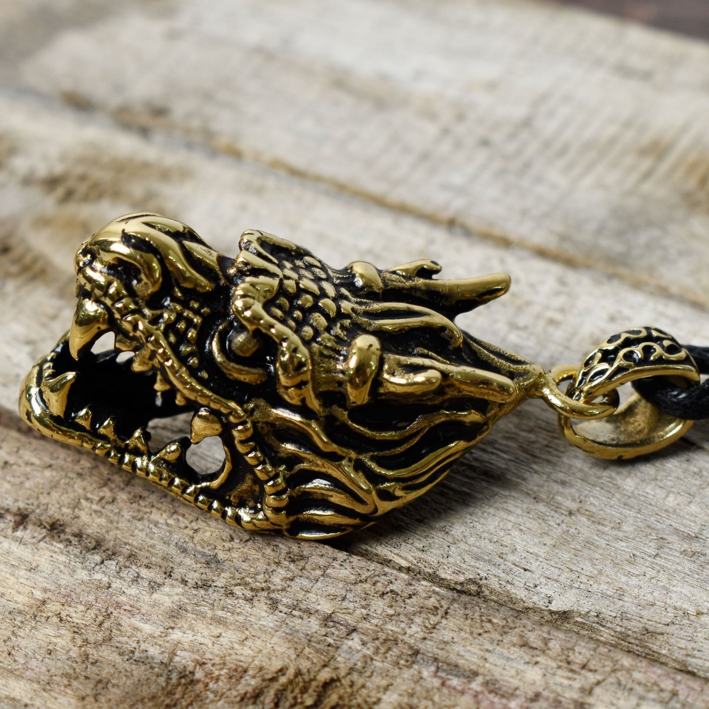 Dragon Head Pendant Sterling Silver-Brass Necklace Charm Jewelry