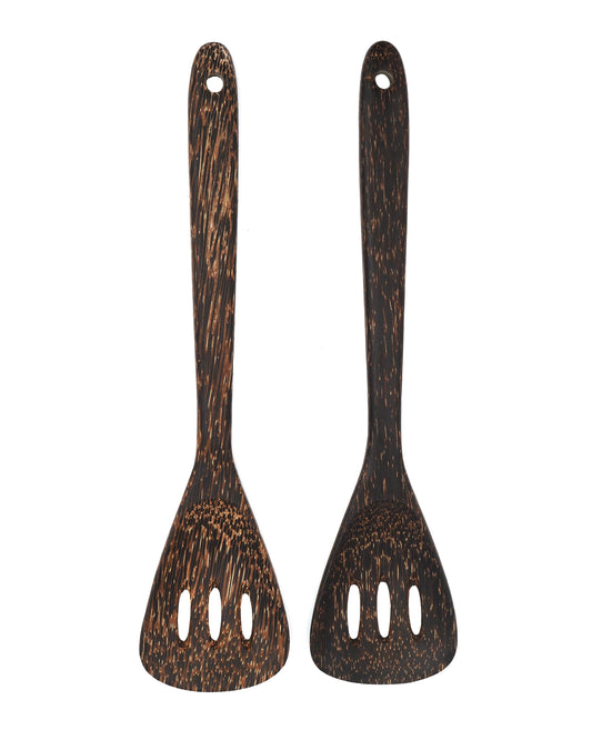 Coconut Wood Curved Slotted Turners - Unique And Special Kitchen Tool