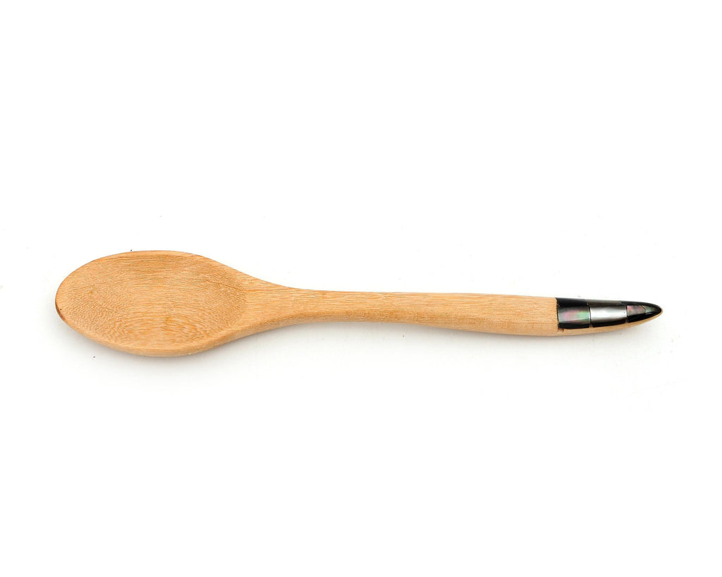 Myanmar Natural Wooden Small Coffee Tea Spoon With Mother of Pearl Inlay Handle