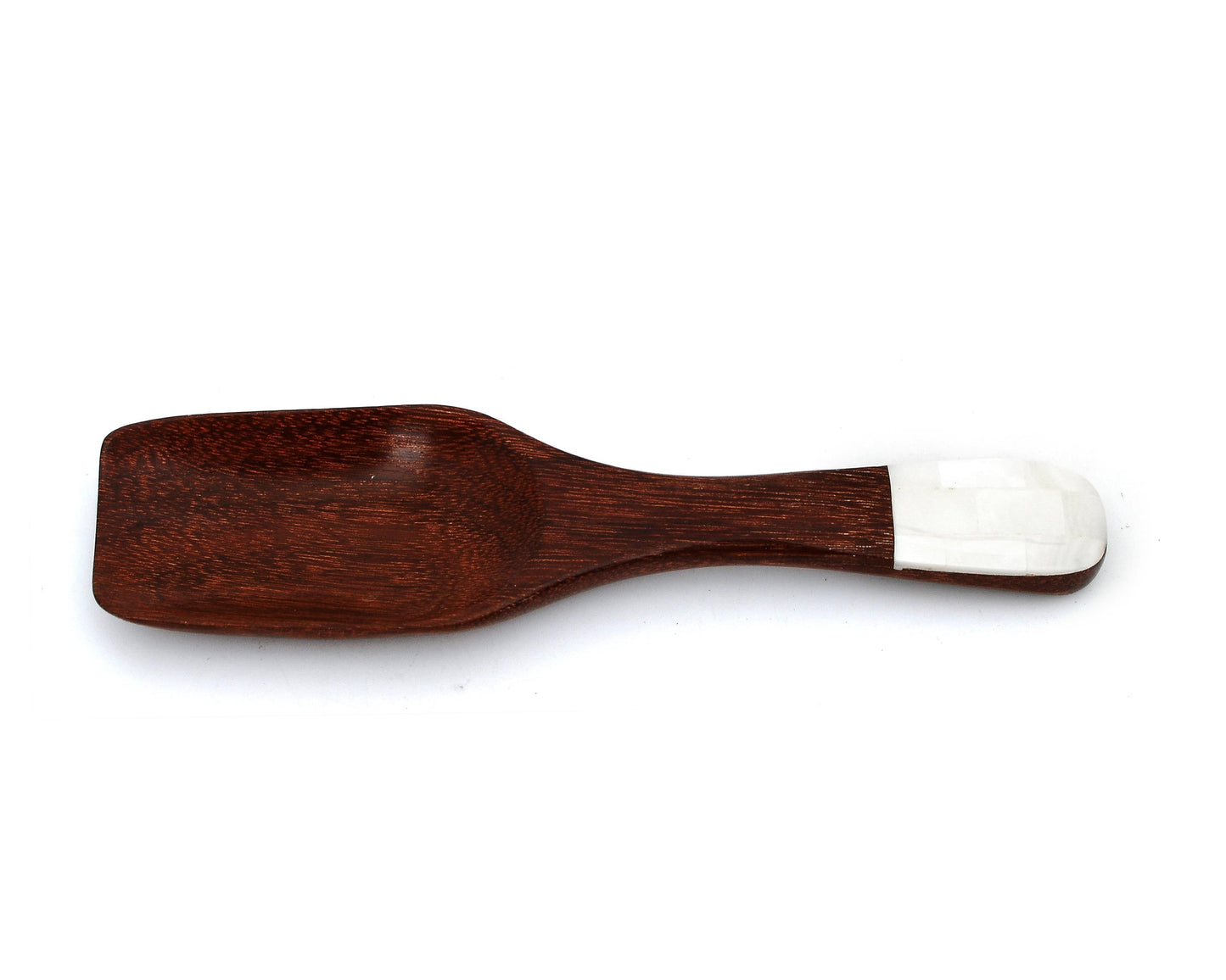 Myanmar Natural Wood Square Dessert Spoon With Mother of Pearl Inlay Handle