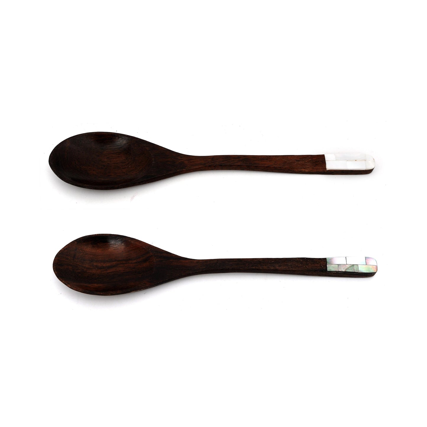 Myanmar Natural Hard Wood Soup Rice Spoon With Mother of Pearl Inlay