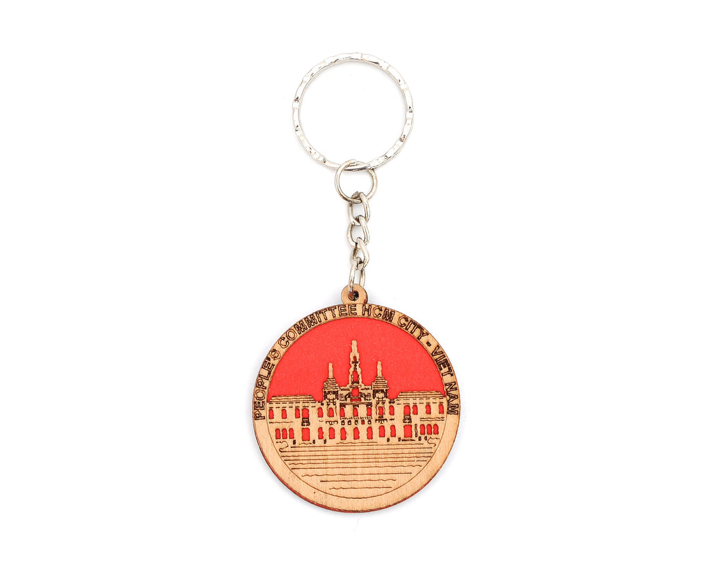 Vietnamese Symbols Handmade Circle Wooden Key Chains