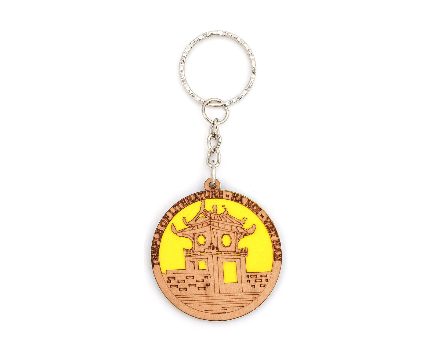 Vietnamese Symbols Handmade Circle Wooden Key Chains