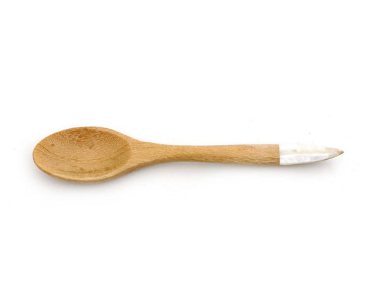Myanmar Natural Wooden Small Coffee Tea Spoon With Mother of Pearl Inlay Handle