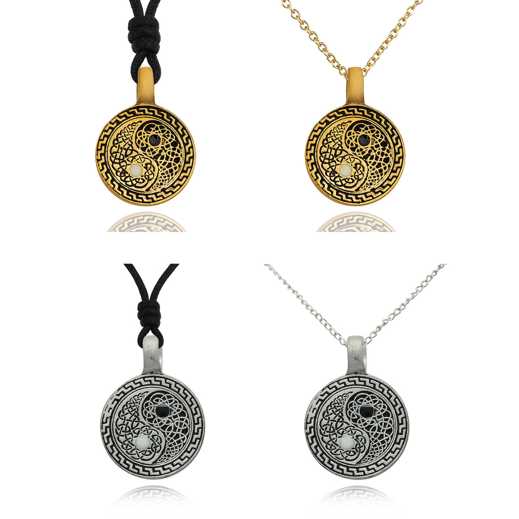 Ying Yang Celtic Design Silver Pewter Gold Brass Necklace Pendant Jewelry