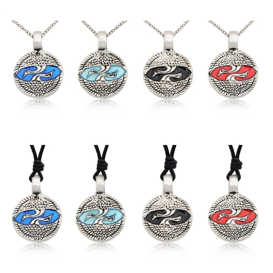Colorful Swan Bird Ying Yang Silver Pewter Charm Necklace Pendant Jewelry