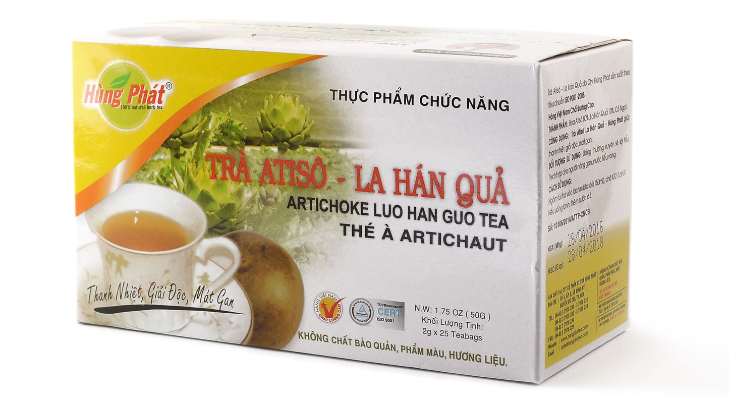 Hung Phat Artichoke Tea 25 Bags Box Luo Han Guo Atiso-La Han Qua