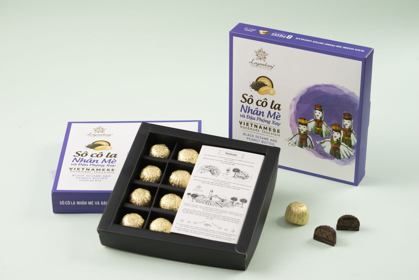Legendary Chocolatier – Black Sesame And Peanut Butter Chocolate– Vietnam Zoom Gift Sets 8 Pieces