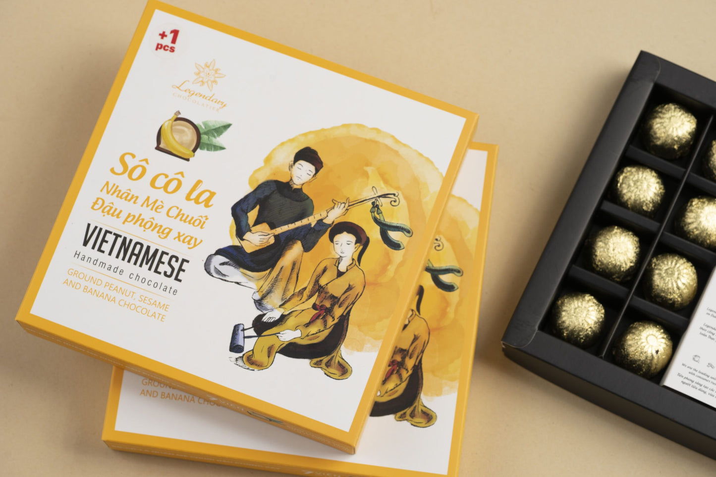 Legendary Chocolatier – Ground Peanut, Sesame & Banana Chocolate – Vietnam Zoom Gift Sets 8 Pieces