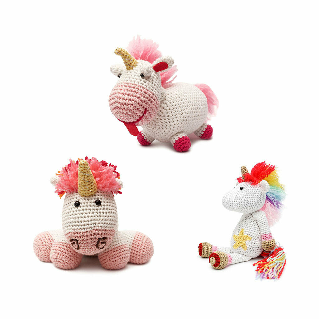 Multicolor Unicorn Handmade Amigurumi Stuffed Toy Knit Crochet Doll VAC